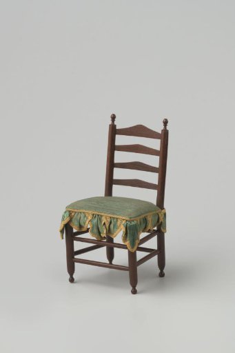 Knob chair made of hardwood with smooth, turned stiles and cross rails; front legs and back stiles ending in finely turned knobs