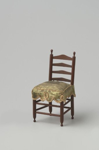 Knob chair made of hardwood with smooth, turned stiles and cross rails; front legs and back stiles ending in finely turned knobs