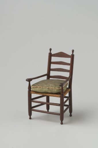 Knob chair made of hardwood with smooth, turned stiles and cross rails, front legs and back stiles ending in finely turned knobs