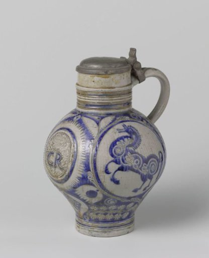 Jug with the monogram 'GR' and horses