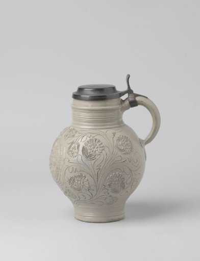 Jug with a portrait among floral scrolls