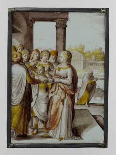Pane with a Scene at the Entrance of a Temple