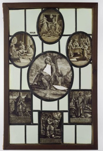 Panel with, among others, Saint Luke, Augustine, Francis and Saint Benedict, biblical scenes, including Joseph and Potiphar's Wife