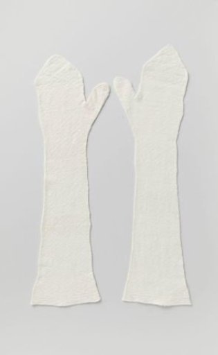 Mitten of White Knitted Cotton