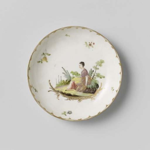 Plate, painted with figures in landscapes. Part of a service