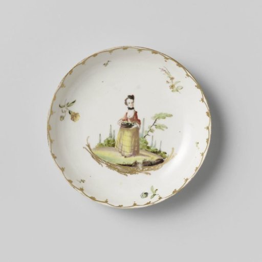 Plate, painted with figures in landscapes. Part of a service