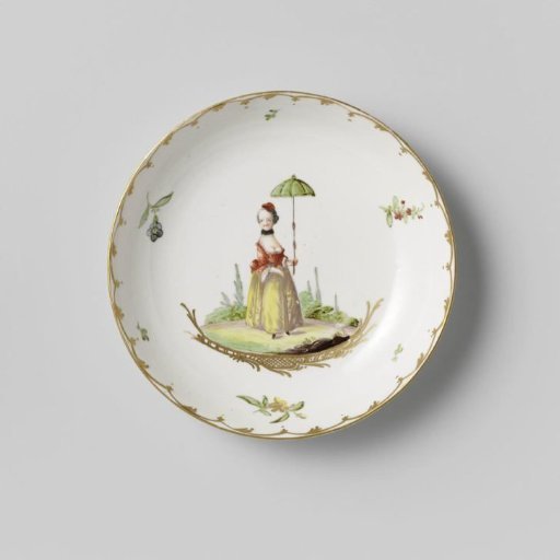 Plate, painted with figures in landscapes. Part of a service