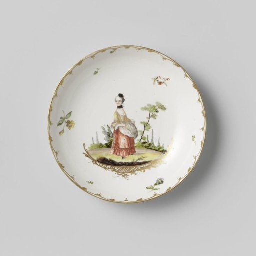 Plate, painted with figures in landscapes. Part of a service