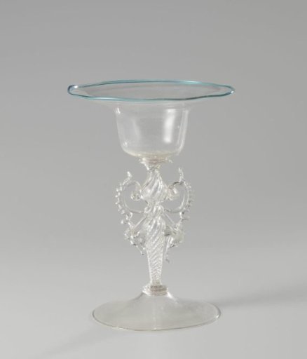 Winged glass with a bell-shaped stem