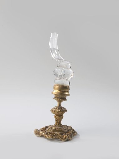 Foot, stem and part of the calyx of a goblet (with houses and a factory)