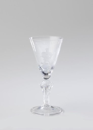 Chalice glass with David and Jonathan and the inscription: THE FRIENDLY MEETING
