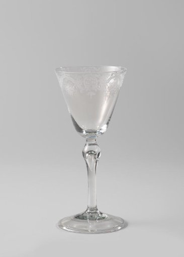Chalice glass with the coats of arms of Rotterdam, Schiedam, Dordrecht and Delft