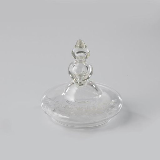Lid of a tankard, with a house and two gentlemen and the inscription: HET WELVAREN VAN DESE HOYSE