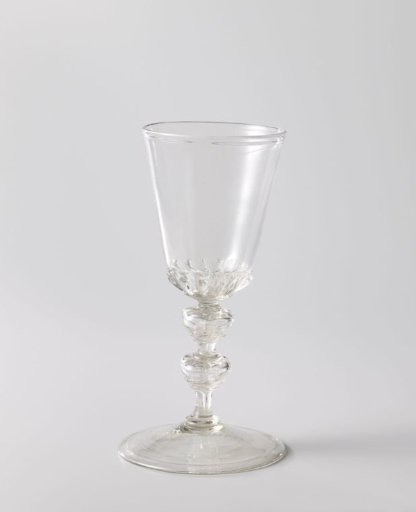 Goblet with a funnel-shaped bowl and a stem with two four-lobed hollow balusters