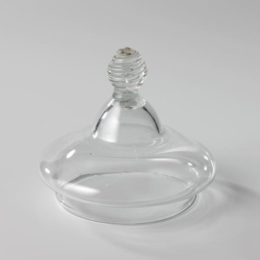 Glass lid, cylindrical, on a baluster stem with a multifaceted knop