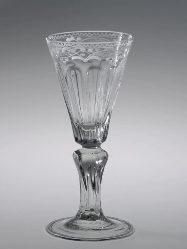 Chalice glass with an ornamental border