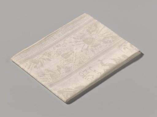 Napkin with the Battle of Malplaquet, the equestrian portrait and coat of arms of John Churchill, Duke of Marlborough