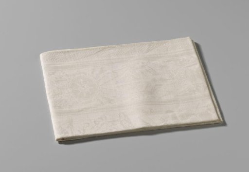 Napkin with the Battle of Malplaquet, the equestrian portrait and coat of arms of John Churchill, Duke of Marlborough