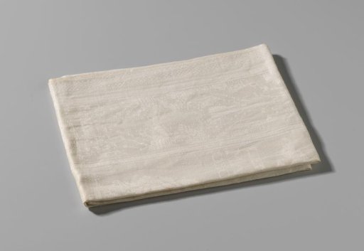 Napkin with the Battle of Malplaquet, the equestrian portrait and coat of arms of John Churchill, Duke of Marlborough