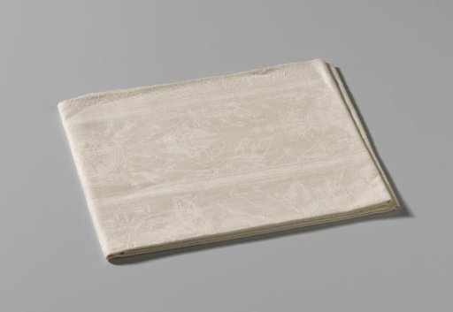 Napkin with the Battle of Malplaquet and the equestrian portrait and coat of arms of John Churchill, Duke of Marlborough