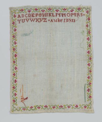 Linen sampler. The sampler is part of nine samplers of different sizes.