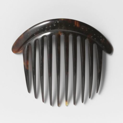 Imitation tortoiseshell and horn comb with a narrow, unadorned round back