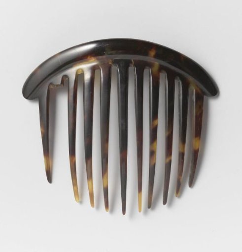 Tortoiseshell and Horn Comb with Narrow, Undecorated Rounded Back
