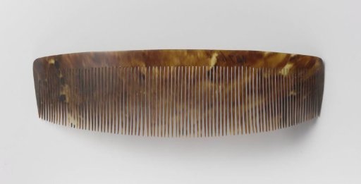 Hair comb or comb of plain fine tortoiseshell and horn, with a long row of narrow teeth