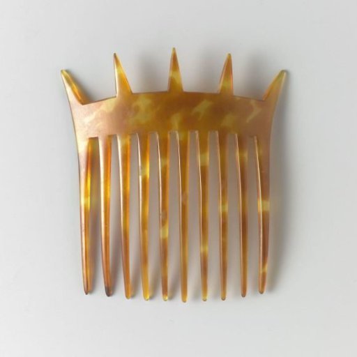 Blonde Imitation Tortoiseshell or Horn Comb with Narrow, Smooth Back with Five Points