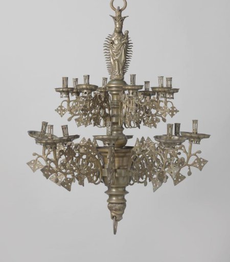 Arm with candlestick of a candelabrum of two heights, each with eight arms