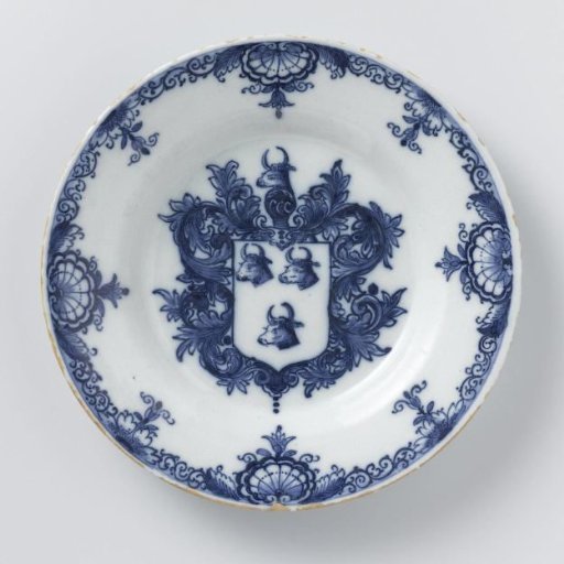 Plate, painted with the family coat of arms Oskamp (?)