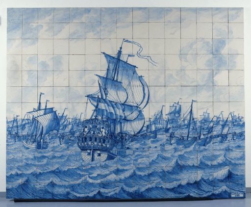 Tile tableau with a herring fleet