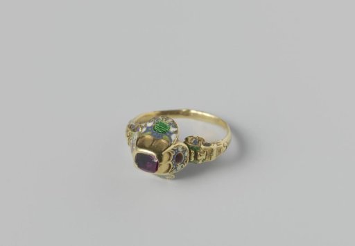 Ring with a table-cut ruby