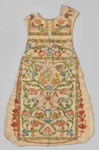 Front of a white, taffeta chasuble, with embroidery