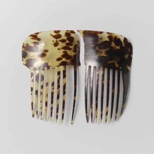 Tortoiseshell Comb with High, Smooth, Raised Back; with a Total of Sixteen Teeth