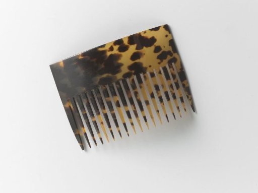 Tortoiseshell comb with an unadorned rectangular smooth back
