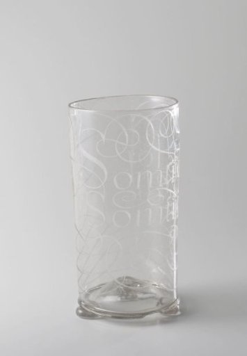 Goblet on feet with the inscription: Sometimes soup / Sometimes drop