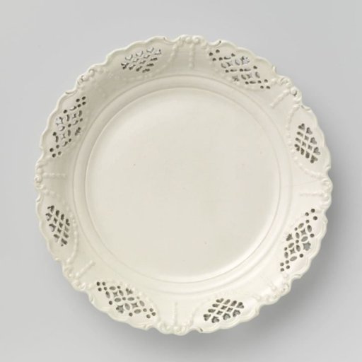 Fruit bowl of hard-baked earthenware, with openwork rim, creamware.