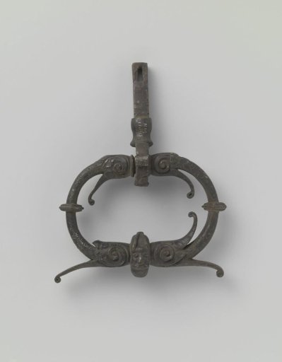Door Knocker with Dragon Ornament and Two Mascarons