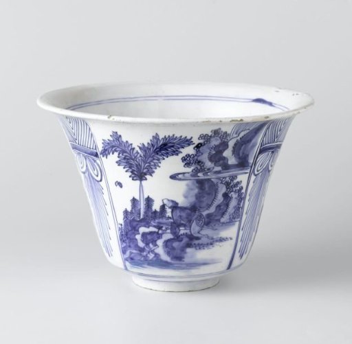 Bowl of tin-glazed earthenware with the date 1581