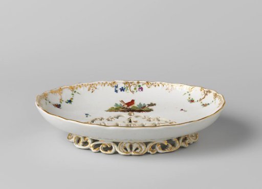 Fruit Bowl Decorated with Leaf Vines and Floral Garlands