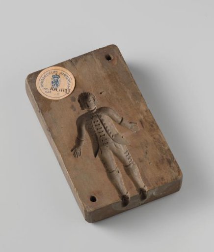 Sugar mold of pearwood in the shape of a man in nineteenth-century costume
