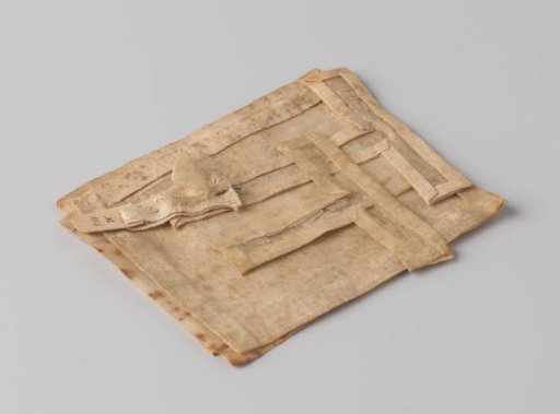 Piece of White Gauze in the Shape of the Letter J, Intended for Decorating the Cushion on the Door Knocker, Which Dampens the Sound During the Lying-in Period