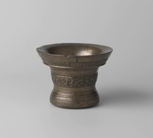Mortar with inscription: PETRUS VANDEN GHEIN ME FECIT MCCCCCLXI
