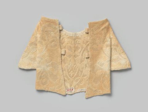 Linen jacket worked with point de Marseille or Zaan embroidery