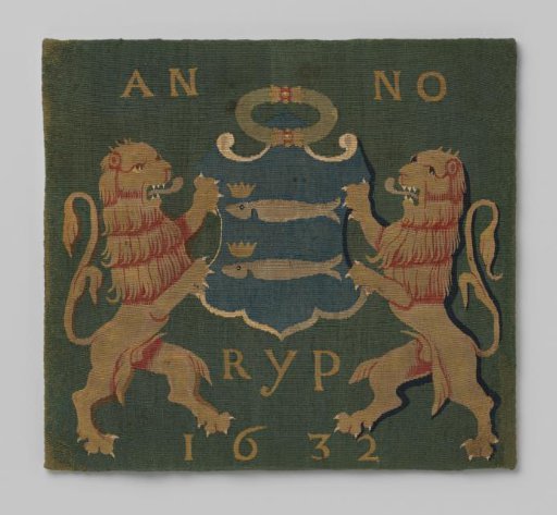Cushion cover with the municipal coat of arms of De Rijp and year 1632