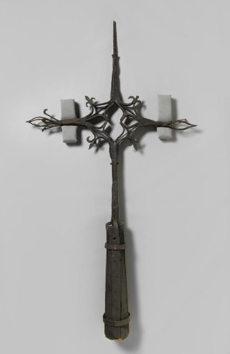 Tower Cross with a Crossbar Forged into a Diamond Containing a Cloverleaf