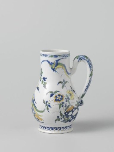 Jug of polychrome painted faience