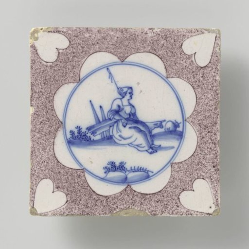 Tile with a Blue-Painted Pastoral Scene