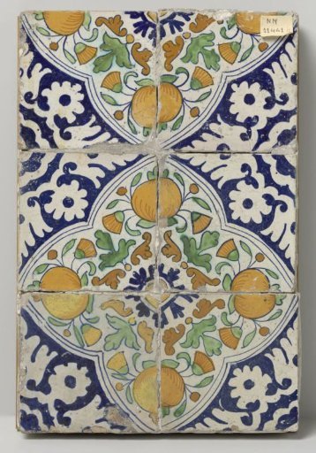 Six four-paneled tiles in a tiled field